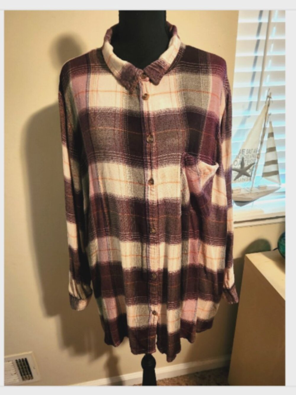 Lucky Brand Purple Plaid Flannel Plus 3X Grunge Country Western Oversized